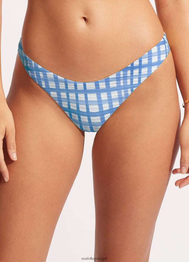 calça amalfi check corte alto mulheres azul amalfi Seafolly trajes de banho 4H088V597