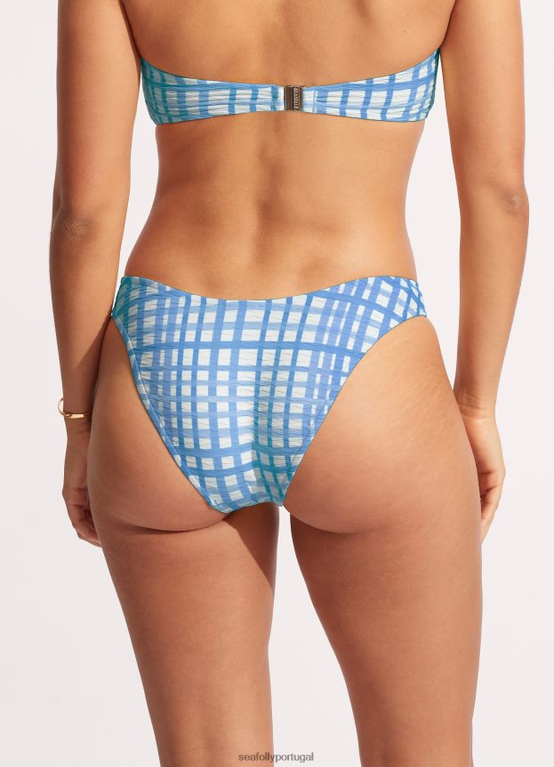 calça amalfi check corte alto mulheres azul amalfi Seafolly trajes de banho 4H088V597