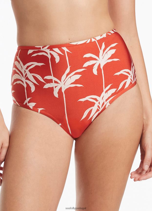 calça cintura alta palme mulheres cereja Seafolly trajes de banho 4H088V557