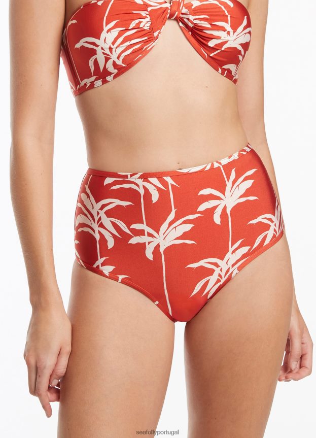 calça cintura alta palme mulheres cereja Seafolly trajes de banho 4H088V557