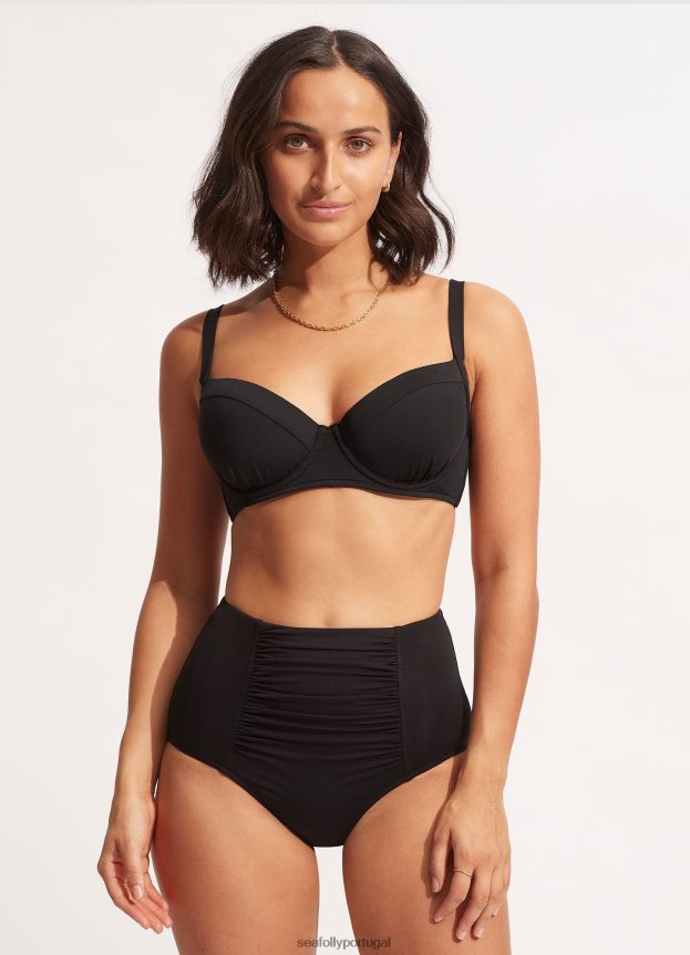 calça coletiva cintura alta mulheres preto Seafolly trajes de banho 4H088V209