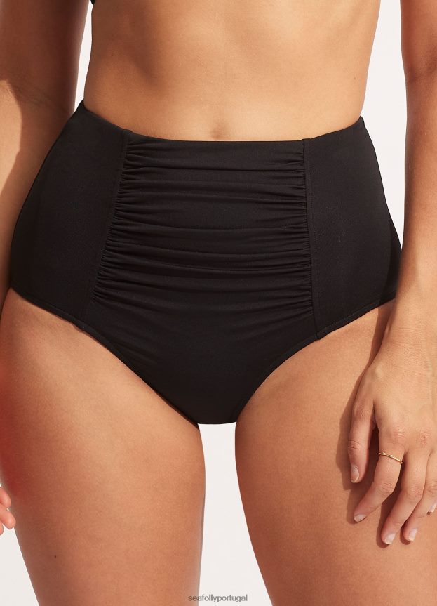 calça coletiva cintura alta mulheres preto Seafolly trajes de banho 4H088V209