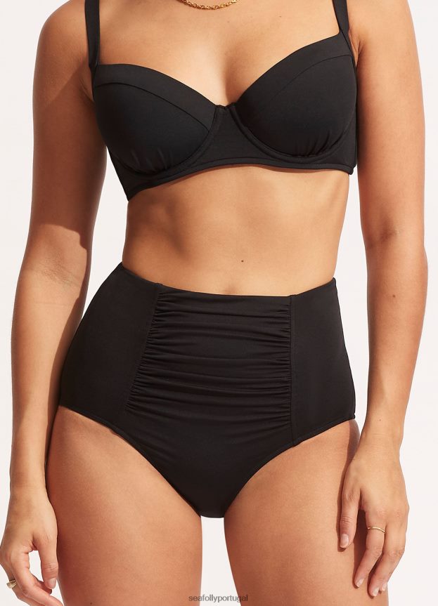 calça coletiva cintura alta mulheres preto Seafolly trajes de banho 4H088V209