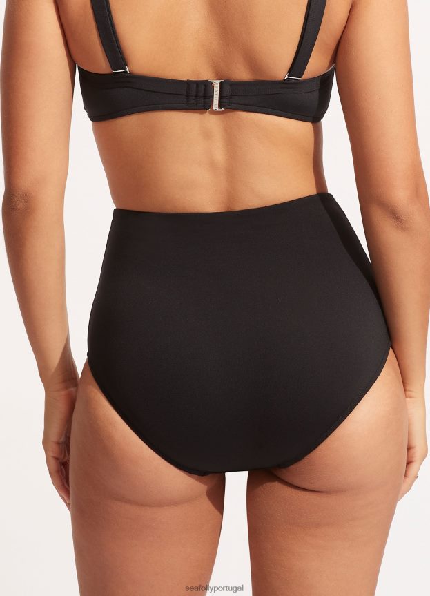 calça coletiva cintura alta mulheres preto Seafolly trajes de banho 4H088V209