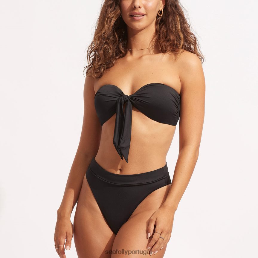 calça coletiva cintura alta mulheres preto Seafolly trajes de banho 4H088V217