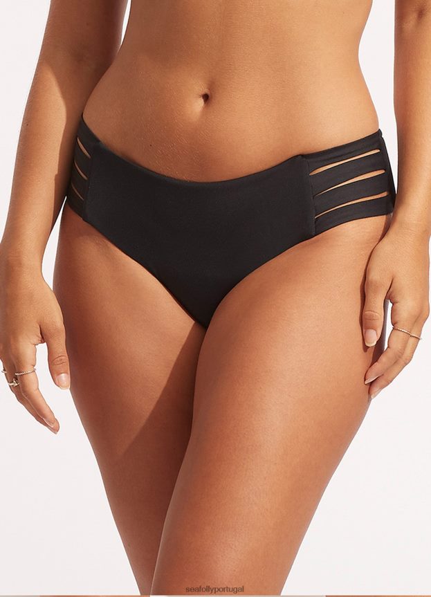 calça coletiva hipster com múltiplas alças mulheres preto Seafolly trajes de banho 4H088V193