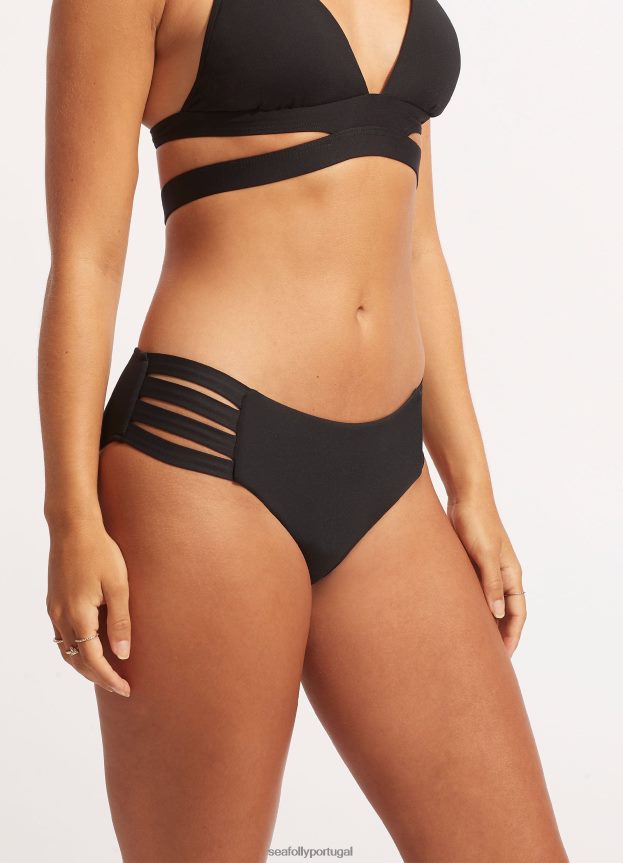 calça coletiva hipster com múltiplas alças mulheres preto Seafolly trajes de banho 4H088V193