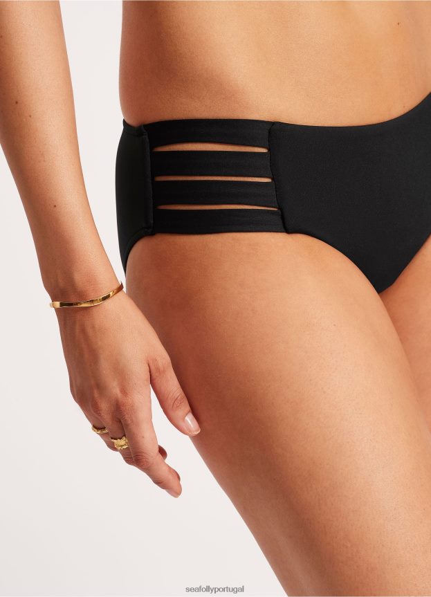 calça coletiva hipster com múltiplas alças mulheres preto Seafolly trajes de banho 4H088V193
