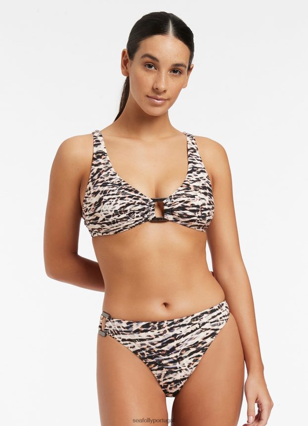 calça com acabamento legline alta sahara mulheres preto Seafolly trajes de banho 4H088V472