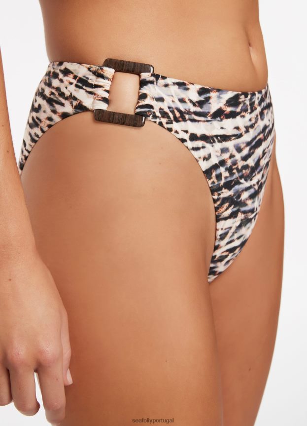 calça com acabamento legline alta sahara mulheres preto Seafolly trajes de banho 4H088V472
