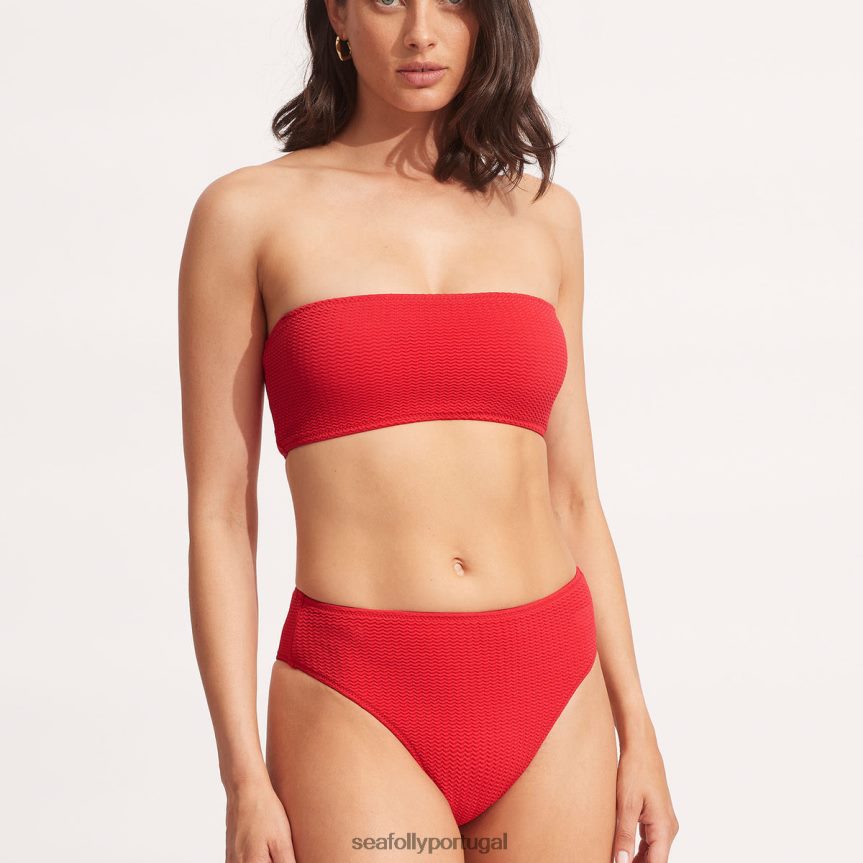 calça de cintura alta para mergulho no mar mulheres pimenta vermelha Seafolly trajes de banho 4H088V426