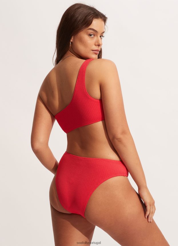 calça de cintura alta para mergulho no mar mulheres pimenta vermelha Seafolly trajes de banho 4H088V426