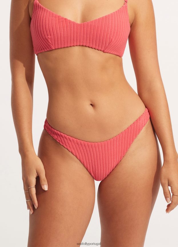 calça havana corte alto mulheres coral beijado pelo sol Seafolly trajes de banho 4H088V499