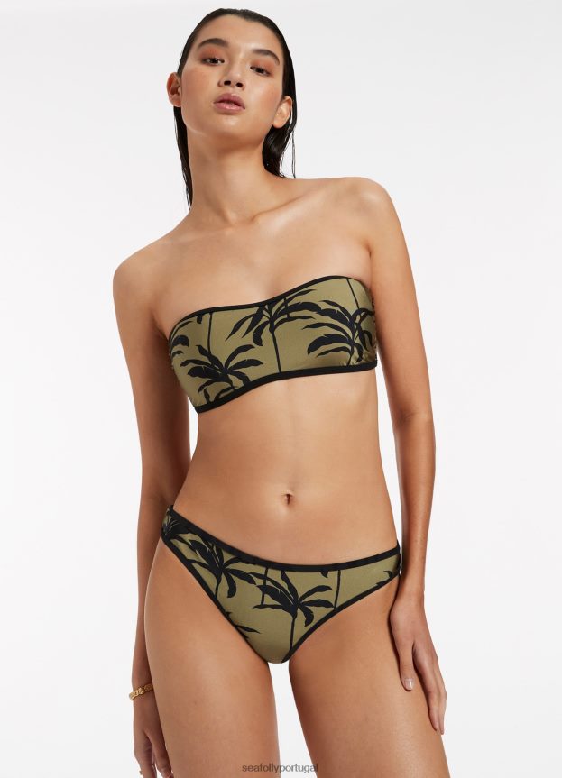 calça hipster com acabamento palme mulheres Oliva Seafolly trajes de banho 4H088V433