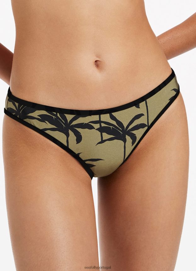 calça hipster com acabamento palme mulheres Oliva Seafolly trajes de banho 4H088V433