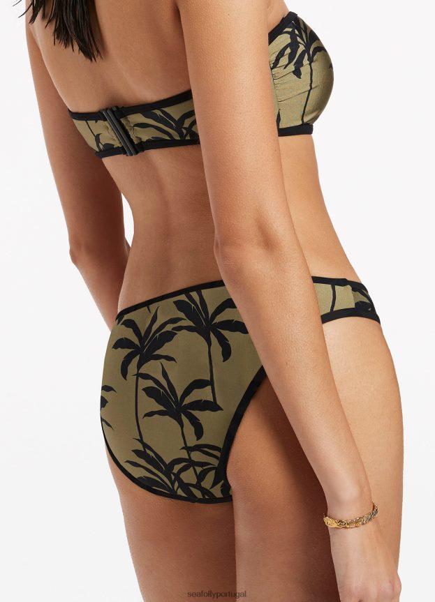calça hipster com acabamento palme mulheres Oliva Seafolly trajes de banho 4H088V433