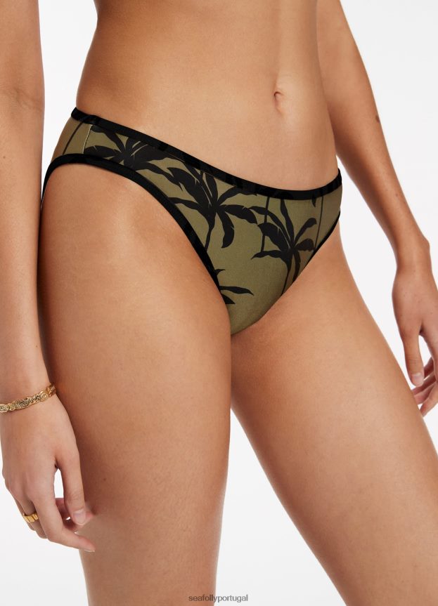 calça hipster com acabamento palme mulheres Oliva Seafolly trajes de banho 4H088V433