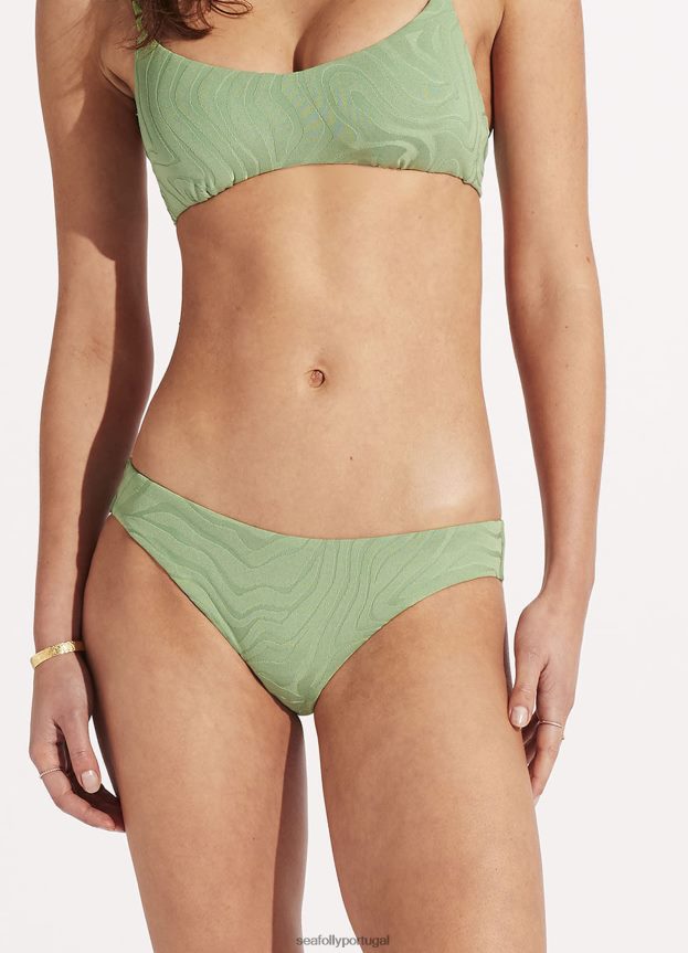 calça hipster de segunda onda mulheres verde palma Seafolly trajes de banho 4H088V464