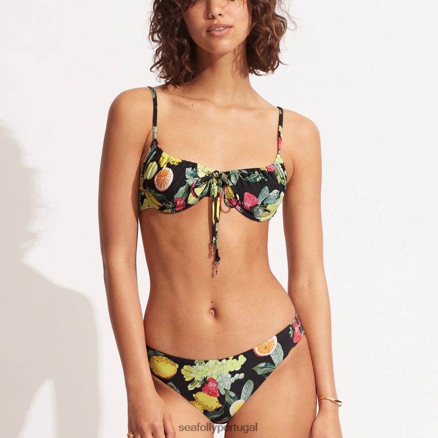 calça hipster de violoncelo limão mulheres preto Seafolly trajes de banho 4H088V628