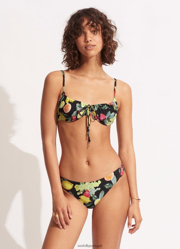 calça hipster de violoncelo limão mulheres preto Seafolly trajes de banho 4H088V628