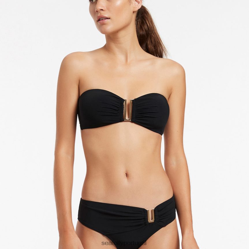 calça jetset u trim mid mulheres marinha profunda Seafolly trajes de banho 4H088V323