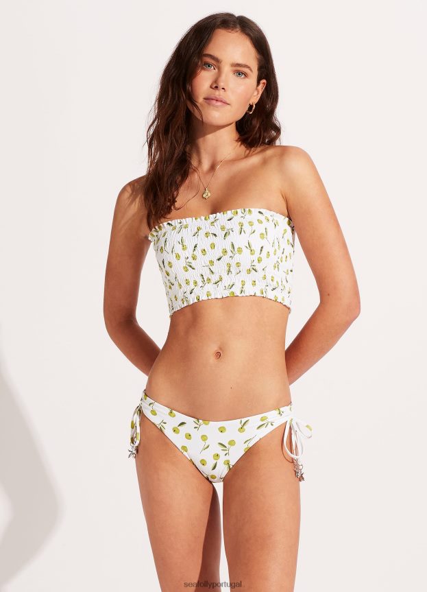 calça lateral com laço e laço de verão mulheres azeitona macia Seafolly trajes de banho 4H088V543