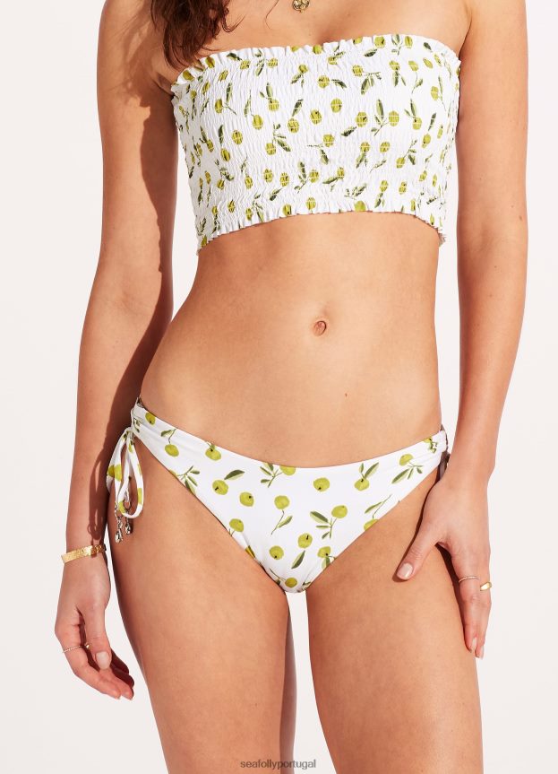 calça lateral com laço e laço de verão mulheres azeitona macia Seafolly trajes de banho 4H088V543