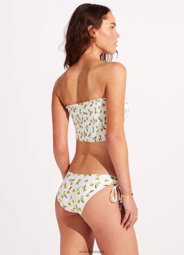 calça lateral com laço e laço de verão mulheres azeitona macia Seafolly trajes de banho 4H088V543