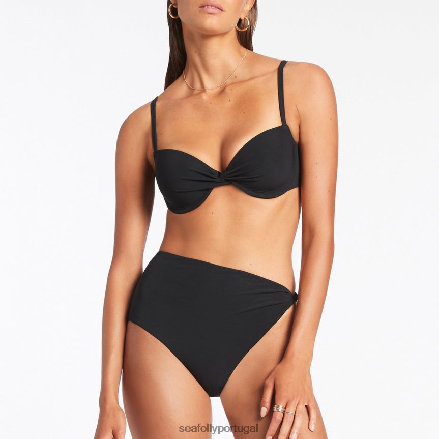 calça lateral twist jetset mulheres preto Seafolly trajes de banho 4H088V449