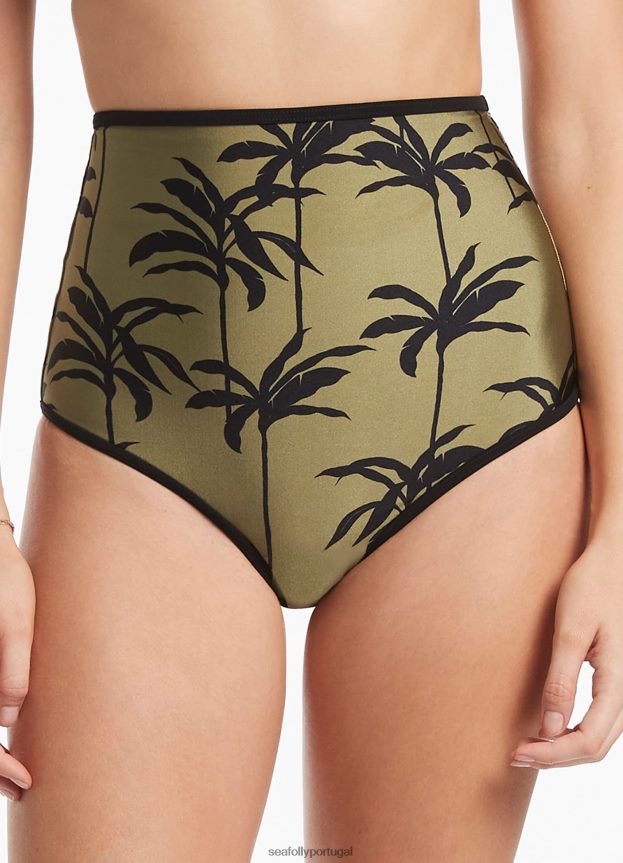 calça palme cintura ultra alta mulheres Oliva Seafolly trajes de banho 4H088V544
