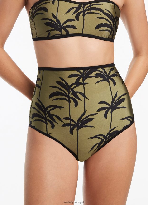 calça palme cintura ultra alta mulheres Oliva Seafolly trajes de banho 4H088V544