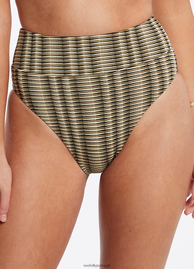 calça ravello com cintura alta mulheres Oliva Seafolly trajes de banho 4H088V579
