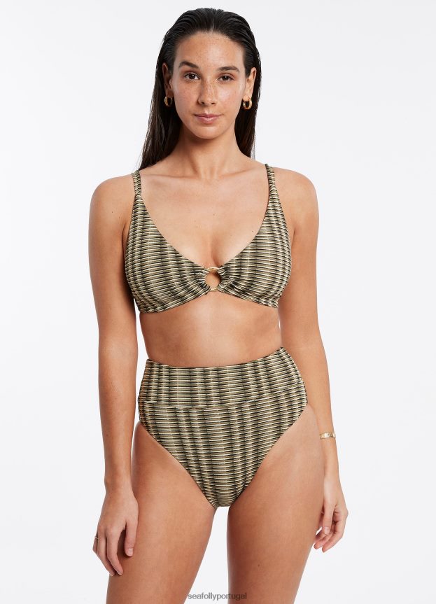 calça ravello com cintura alta mulheres Oliva Seafolly trajes de banho 4H088V579