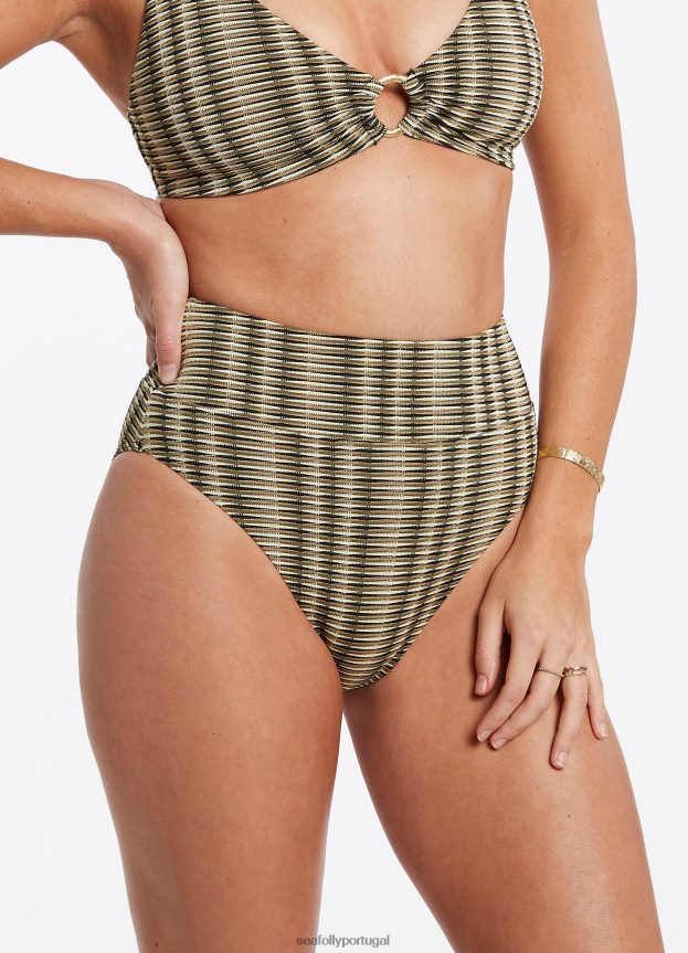 calça ravello com cintura alta mulheres Oliva Seafolly trajes de banho 4H088V579