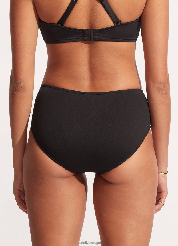 calça retrô coletiva com frente franzida mulheres preto Seafolly trajes de banho 4H088V224