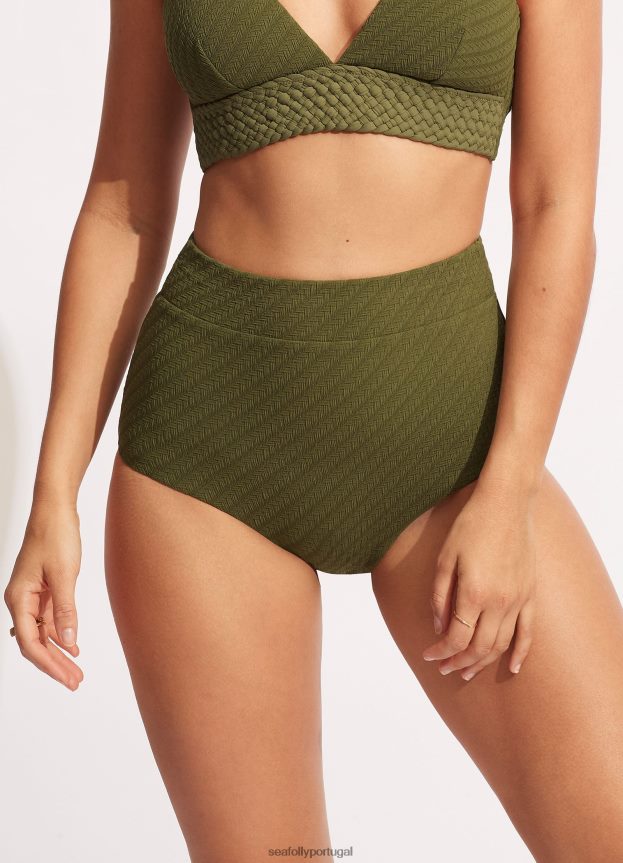 calça salgueiro cintura alta mulheres abacate Seafolly trajes de banho 4H088V237