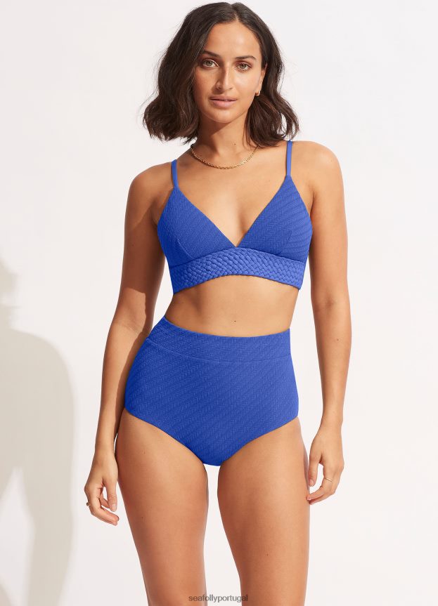 calça salgueiro cintura alta mulheres azul Seafolly trajes de banho 4H088V413