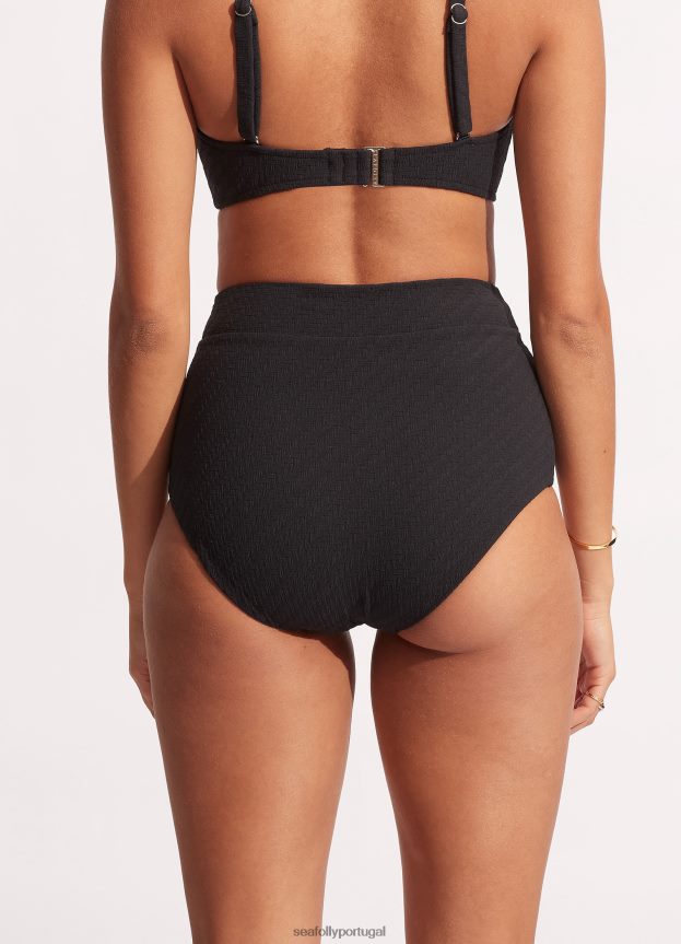 calça salgueiro cintura alta mulheres preto Seafolly trajes de banho 4H088V343