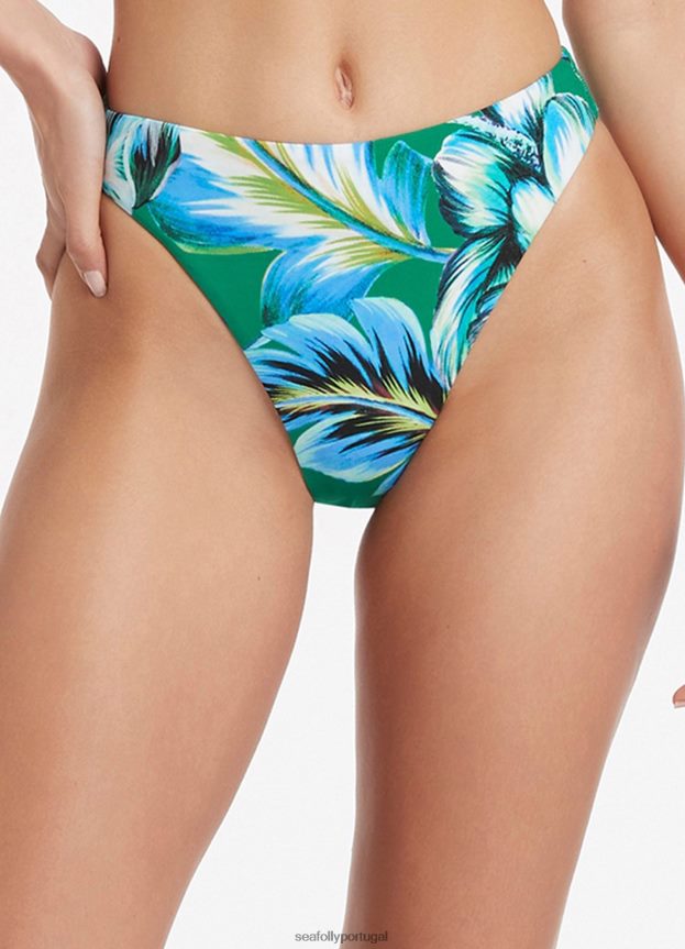 calça viva cintura alta mulheres esmeralda Seafolly trajes de banho 4H088V625
