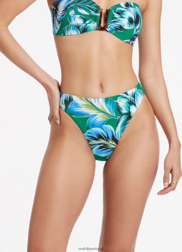 calça viva cintura alta mulheres esmeralda Seafolly trajes de banho 4H088V625