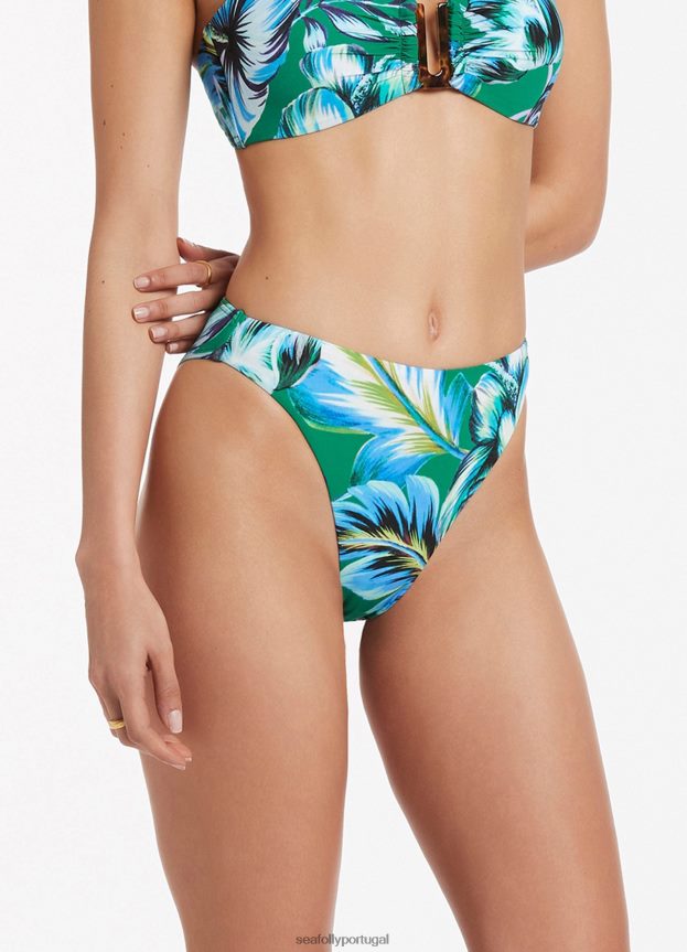 calça viva cintura alta mulheres esmeralda Seafolly trajes de banho 4H088V625