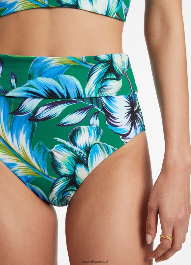 calça viva dobrável mulheres esmeralda Seafolly trajes de banho 4H088V626
