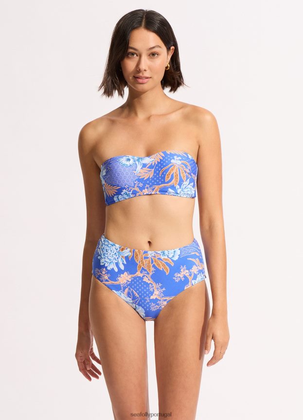 calcinha de biquíni cintura alta eden mulheres azul Seafolly trajes de banho 4H088V174