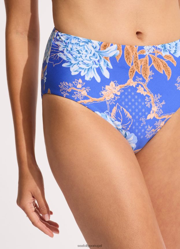 calcinha de biquíni cintura alta eden mulheres azul Seafolly trajes de banho 4H088V174