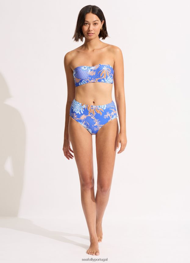 calcinha de biquíni cintura alta eden mulheres azul Seafolly trajes de banho 4H088V174