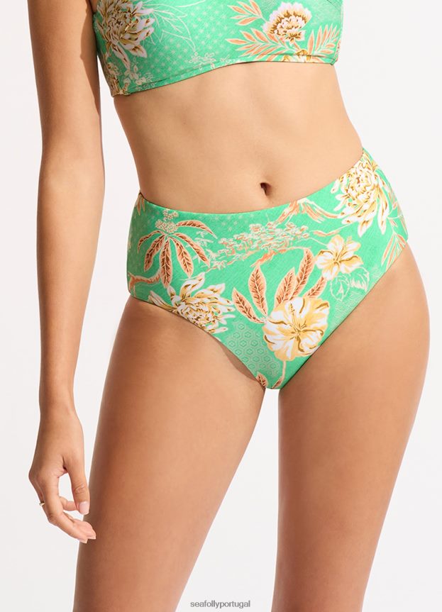 calcinha de biquíni cintura alta eden mulheres hortelã Seafolly trajes de banho 4H088V184