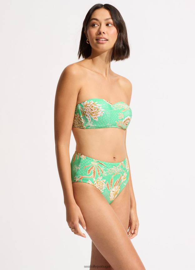 calcinha de biquíni cintura alta eden mulheres hortelã Seafolly trajes de banho 4H088V184