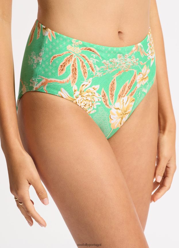 calcinha de biquíni cintura alta eden mulheres hortelã Seafolly trajes de banho 4H088V184