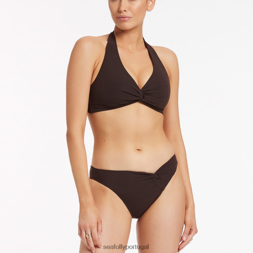 parte de baixo do biquíni com torção frontal jetset mulheres chocolate Seafolly trajes de banho 4H088V473
