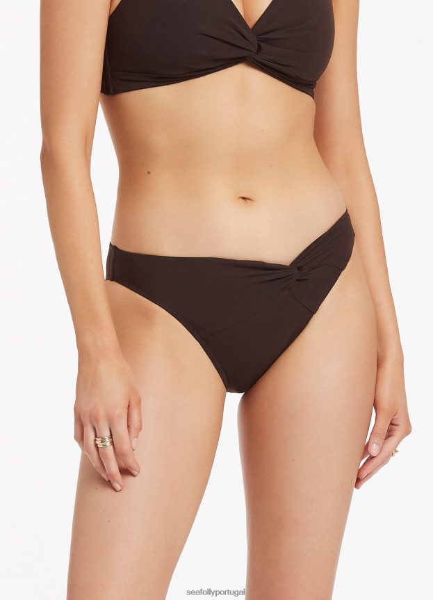 parte de baixo do biquíni com torção frontal jetset mulheres chocolate Seafolly trajes de banho 4H088V473